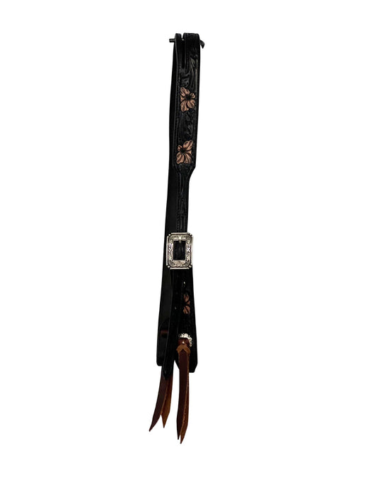 McTaggart Leather Black w/ natural flower split ear headstall