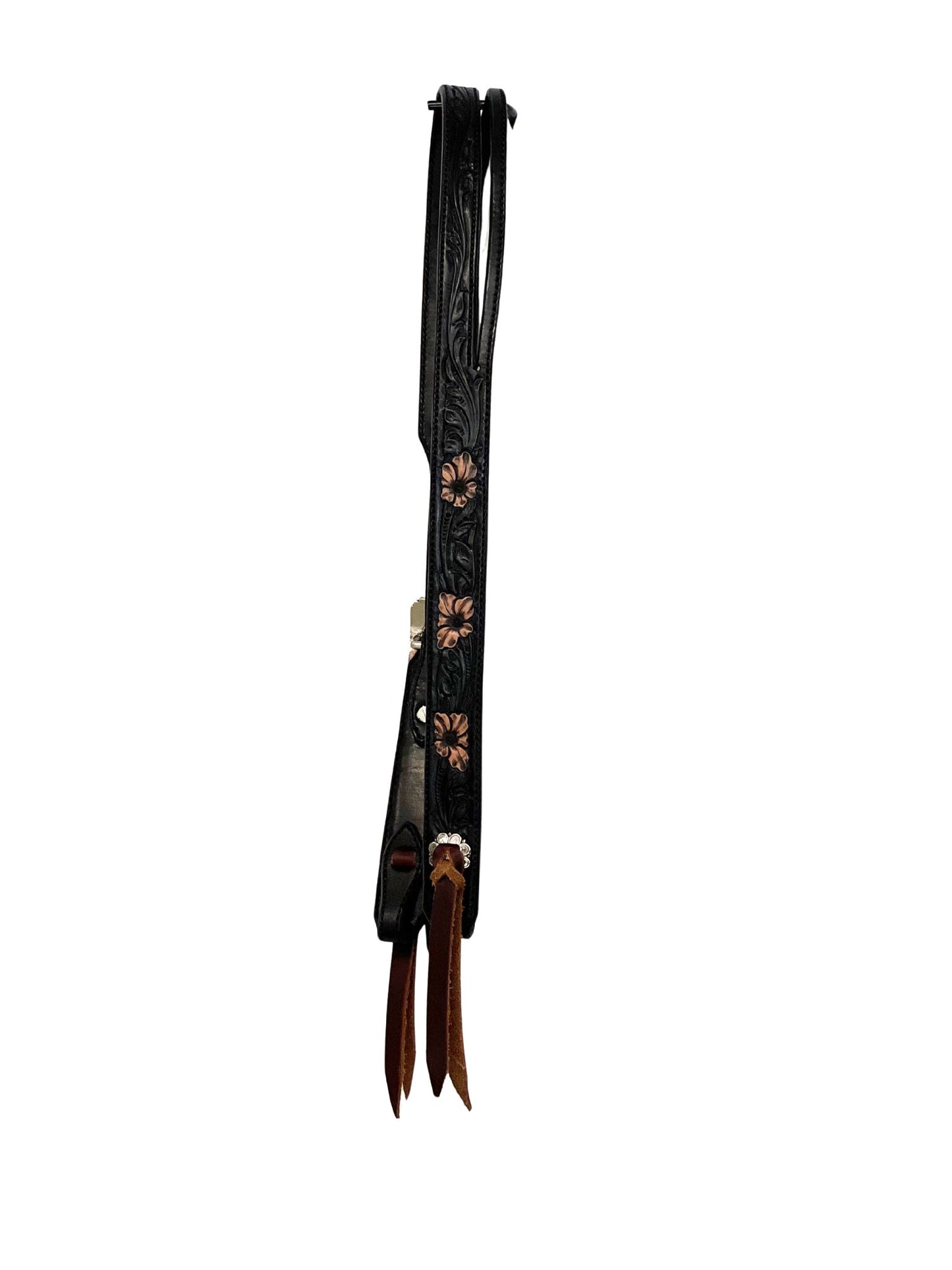 McTaggart Leather Black w/ natural flower split ear headstall