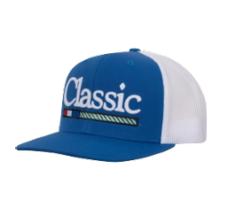 Royal Blue/White Classic Chainstitch Logo Trucker Snapback Cap